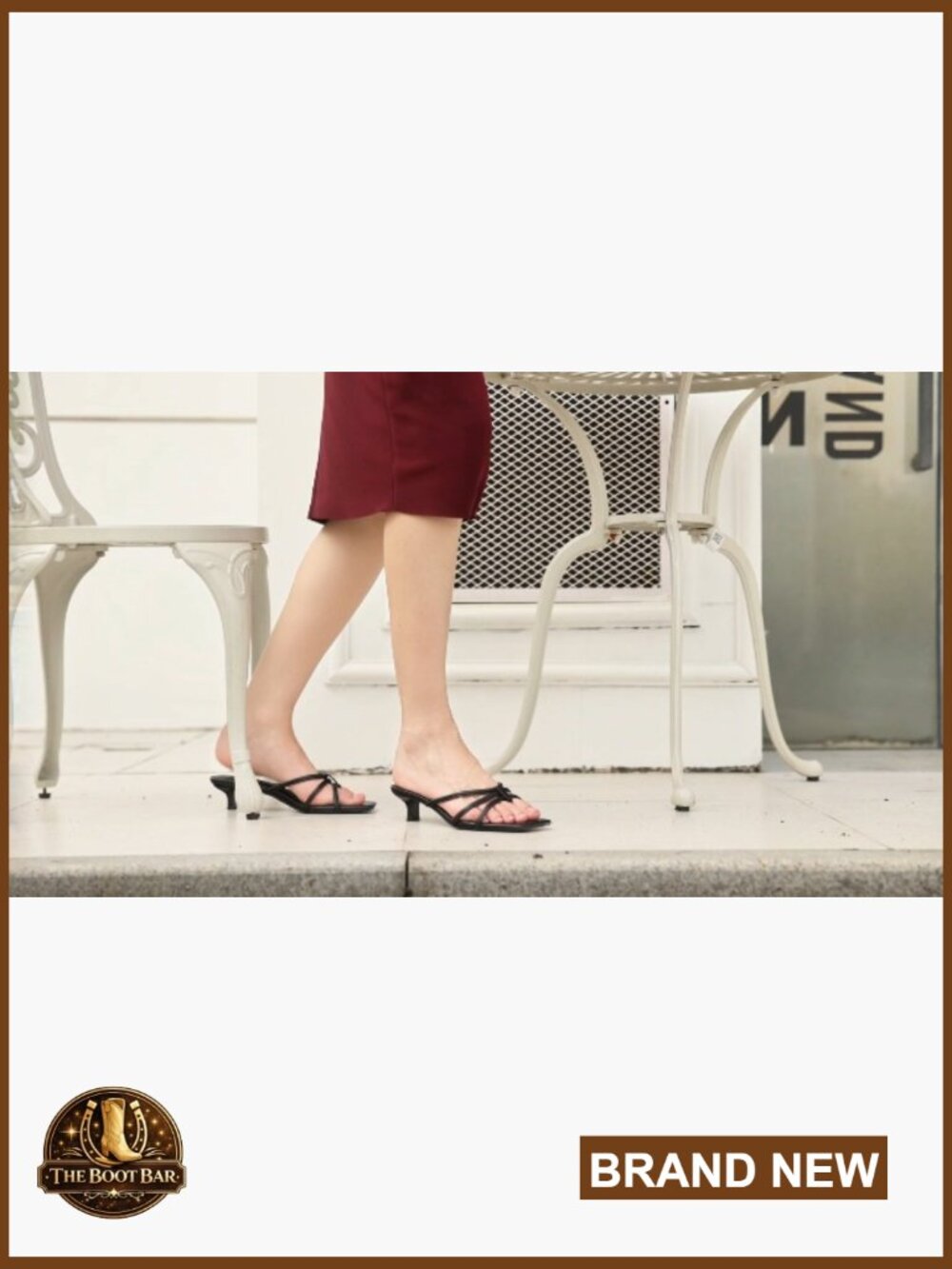 Square Toe Strappy Kitten Heeled Sandals Slip On Thong Low Heels - Picture 7 of 7
